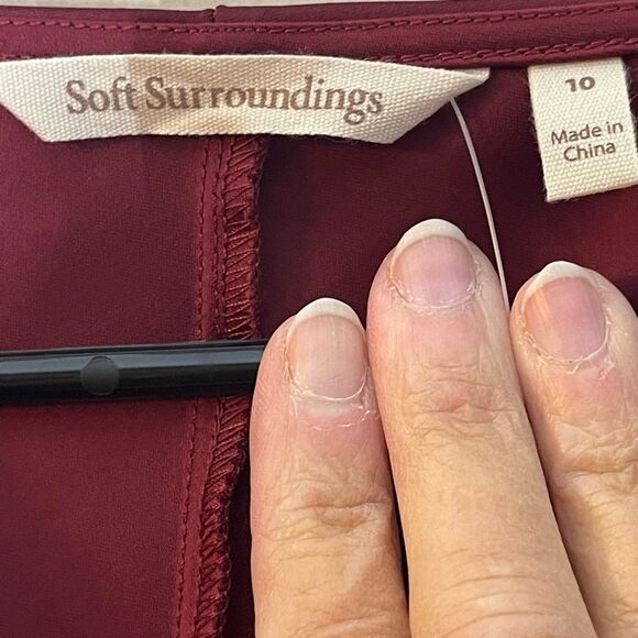 Soft Surroundings Solange Satin Cabernet dress new with tags size 10 cowl neck‎ - Picture 9 of 16